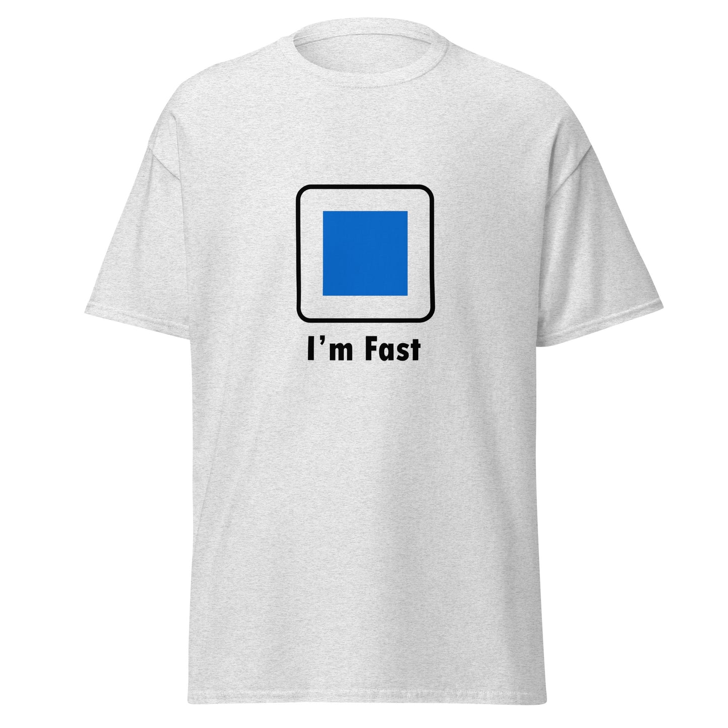 I'm Fast Blue Square Ski and Mountain Biking Funny T-Shirt