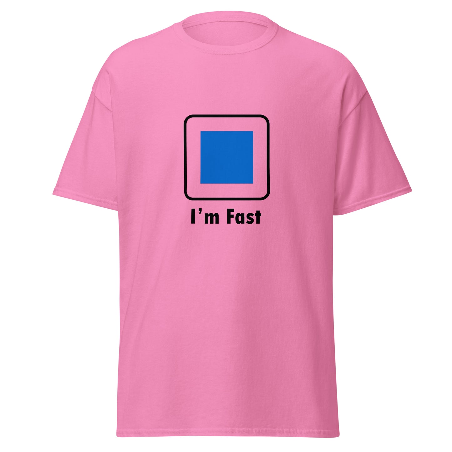 I'm Fast Blue Square Ski and Mountain Biking Funny T-shirt (Big and Tall)