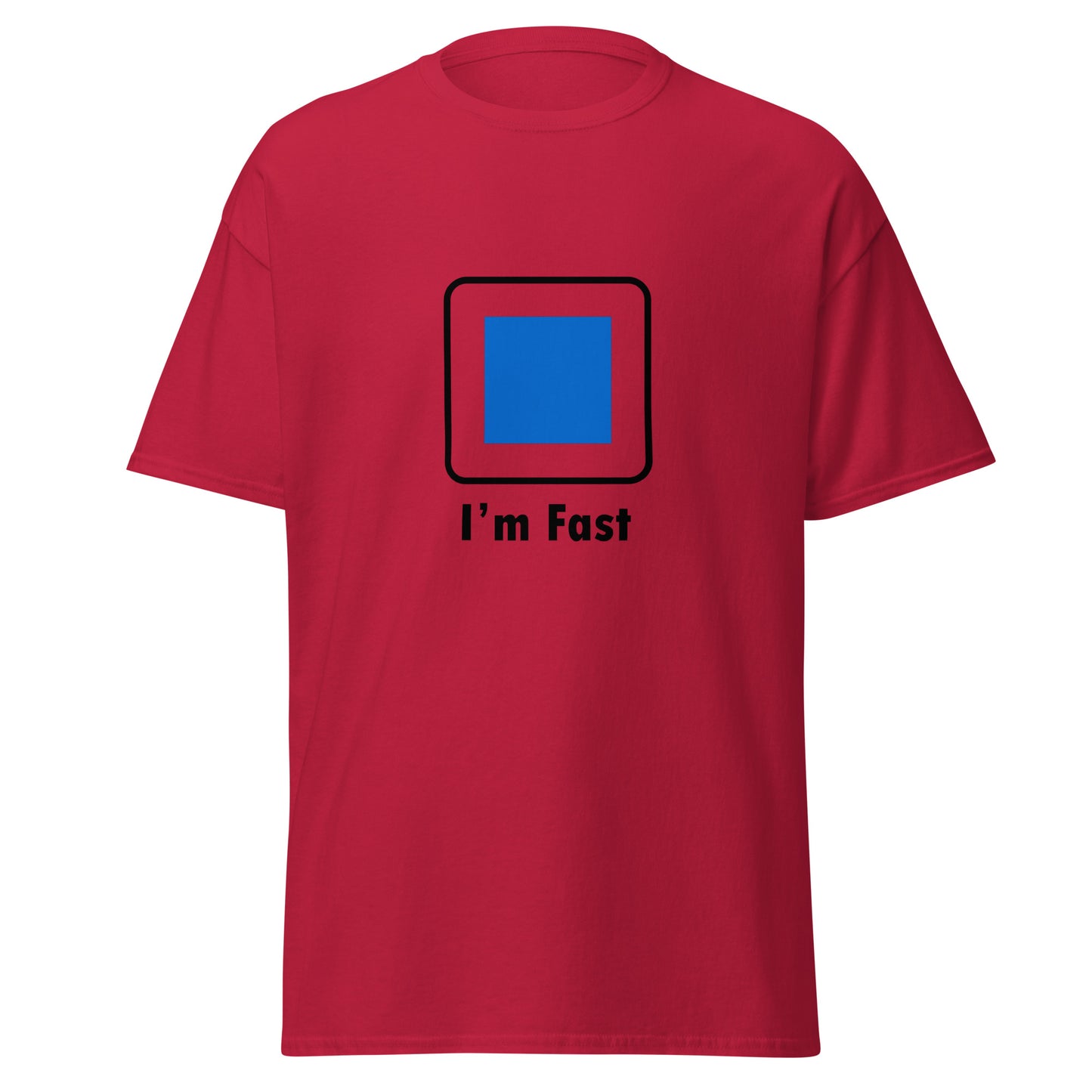 I'm Fast Blue Square Ski and Mountain Biking Funny T-Shirt