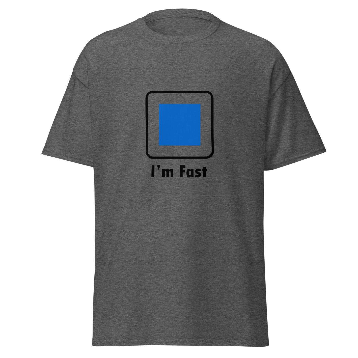 I'm Fast Blue Square Ski and Mountain Biking Funny T-shirt (Big and Tall)