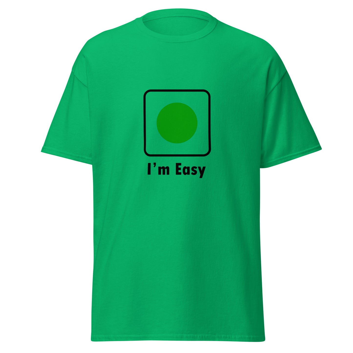 I'm Easy Green Circle Ski and Mountain Biking Funny T-shirt (Big and Tall)