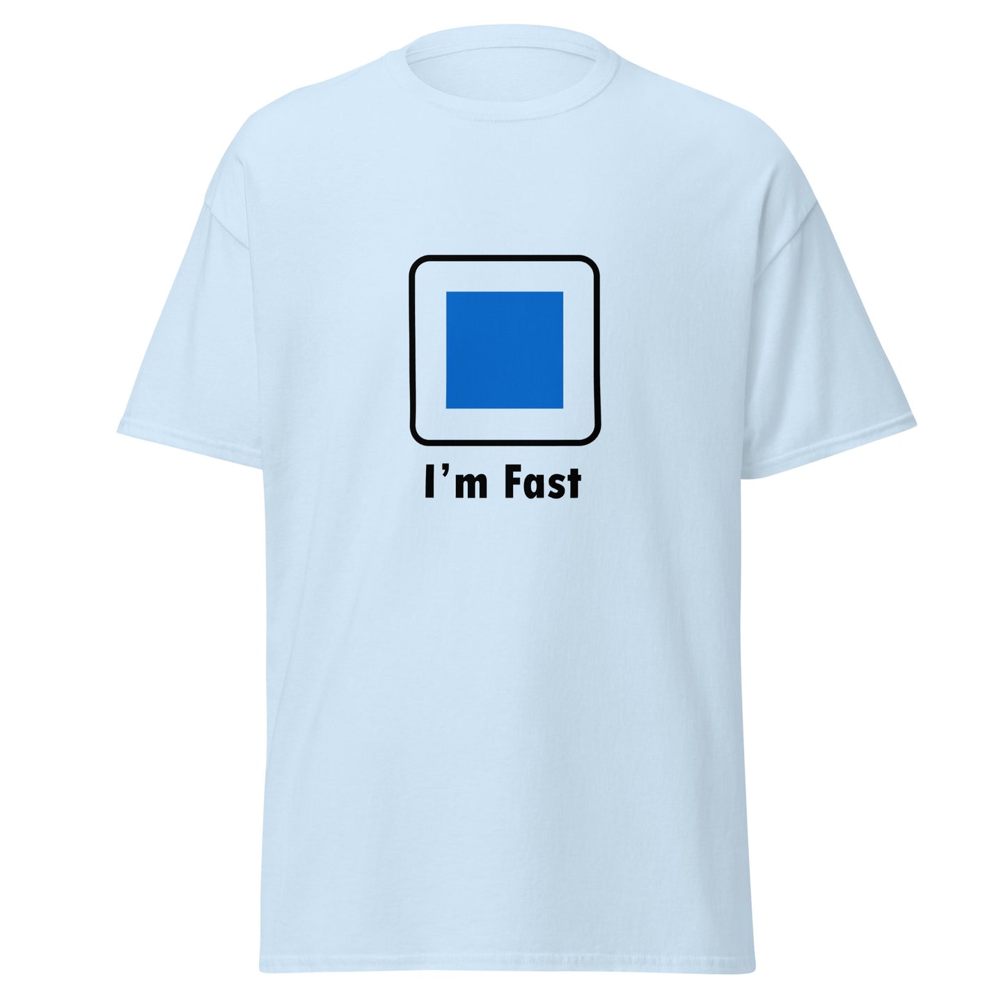 I'm Fast Blue Square Ski and Mountain Biking Funny T-Shirt