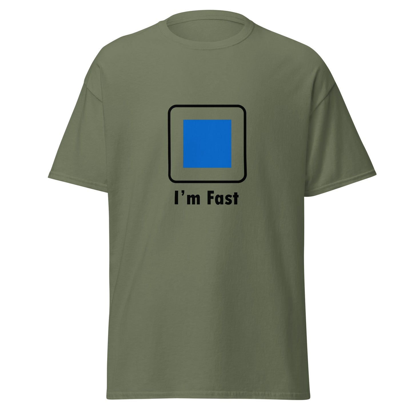 I'm Fast Blue Square Ski and Mountain Biking Funny T-Shirt