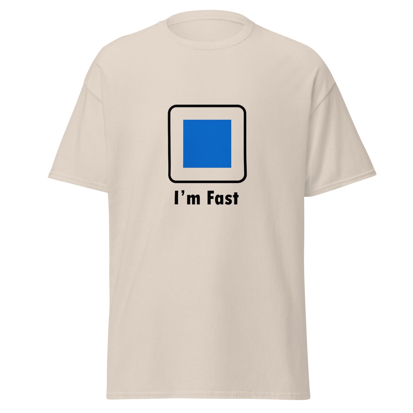 I'm Fast Blue Square Ski and Mountain Biking Funny T-Shirt