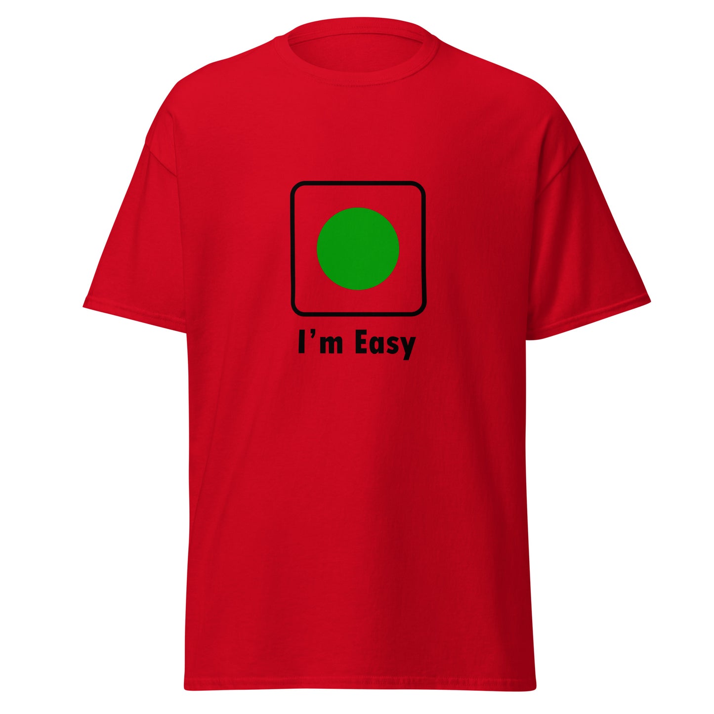 I'm Easy Green Circle Ski and Mountain Biking Funny T-shirt (Big and Tall)