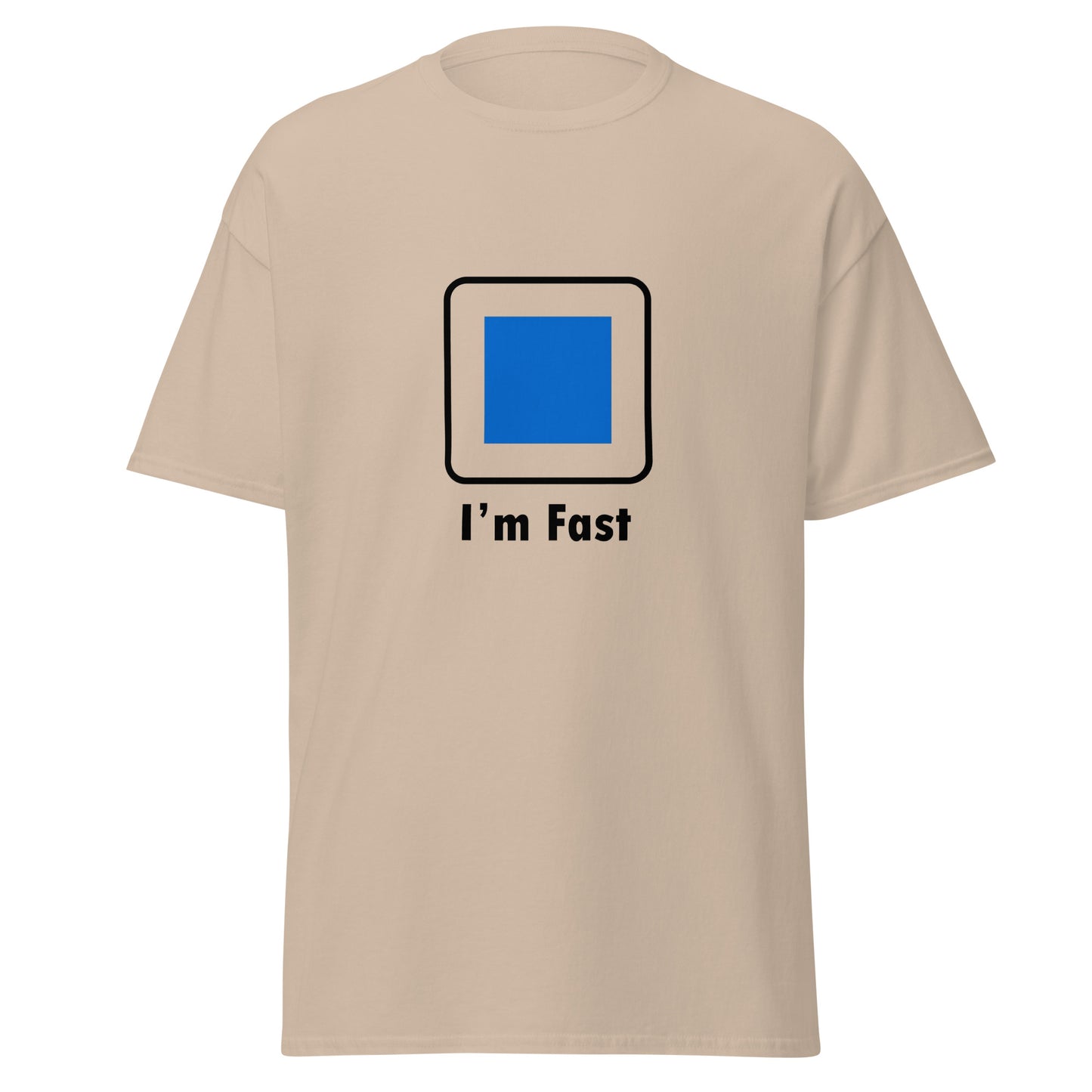 I'm Fast Blue Square Ski and Mountain Biking Funny T-Shirt