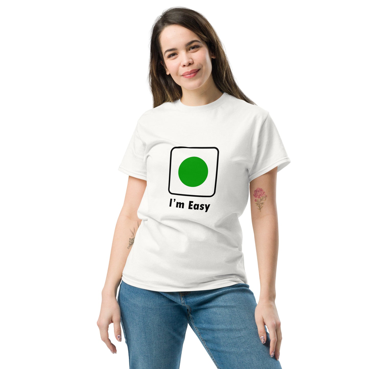 I'm Easy Green Circle Ski and Mountain Biking Funny T-Shirt