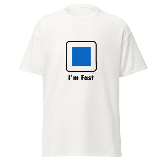 I'm Fast Blue Square Ski and Mountain Biking Funny T-Shirt