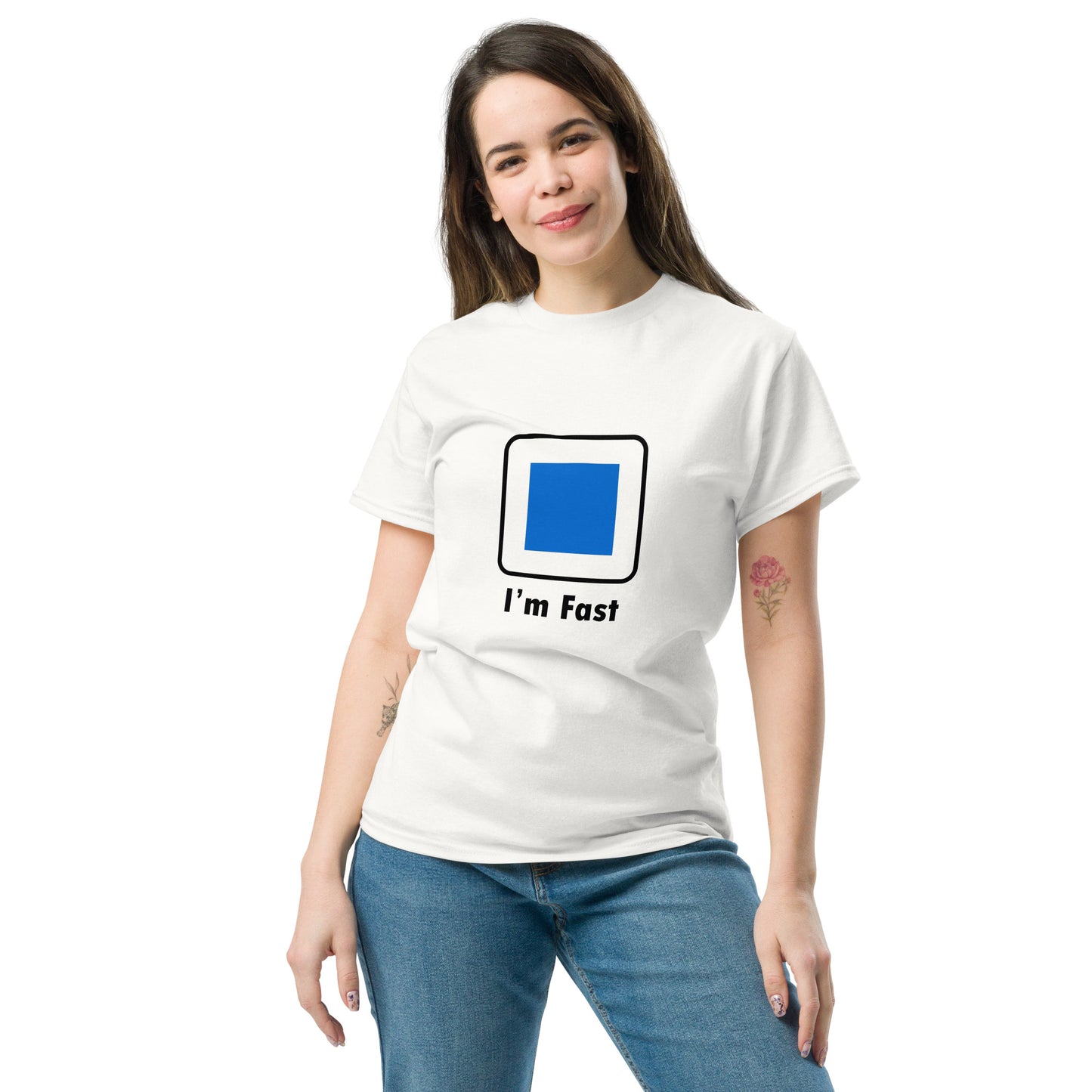 I'm Fast Blue Square Ski and Mountain Biking Funny T-Shirt