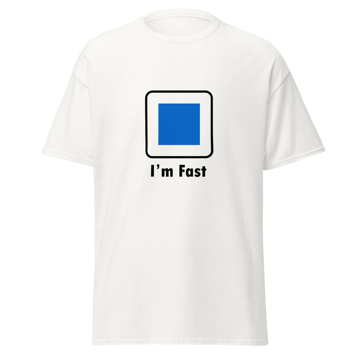 I'm Fast Blue Square Ski and Mountain Biking Funny T-shirt (Big and Tall)