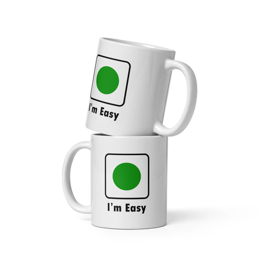 I'm Easy Green Circle Ski and Mountain Biking Funny Coffee Mug