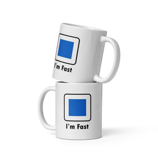 I'm Fast Blue Square Ski and Mountain Biking Funny Coffee Mug